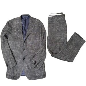 Suitsupply Havana Brescia Suit 42L Gray Silk Linen Wool E. Thomas Italian Fabric